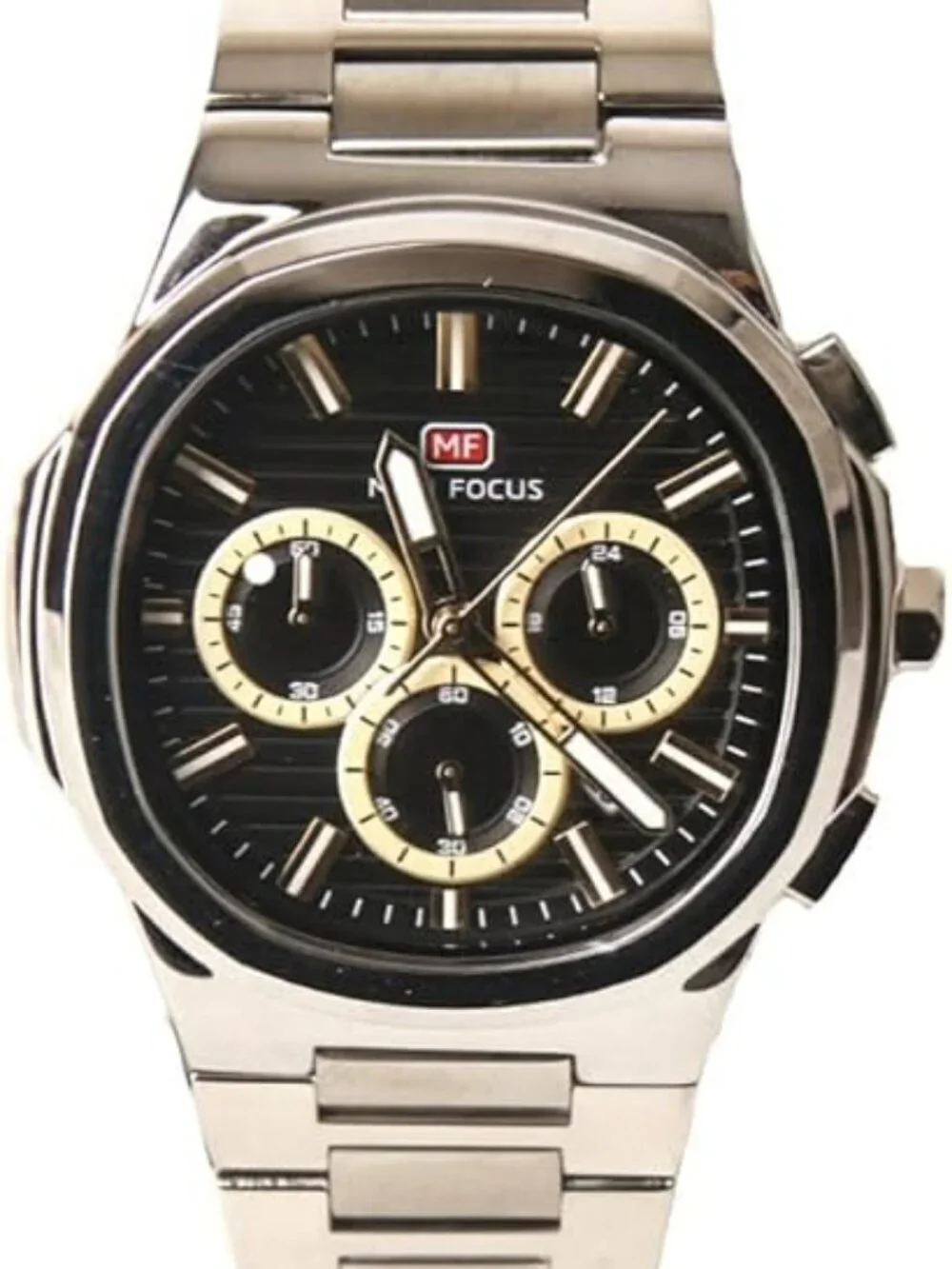 Men's Light Blue Stainless Steel Band Chronograph Waterproof Luminous Watch